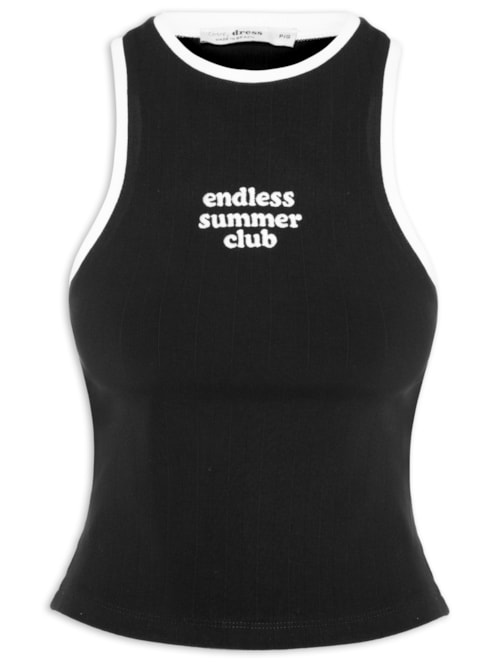 Blusa Feminina Canelada Bordado Summer Club – Preto