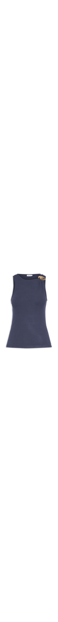 Blusa Feminina Canelada Com Metal - Azul