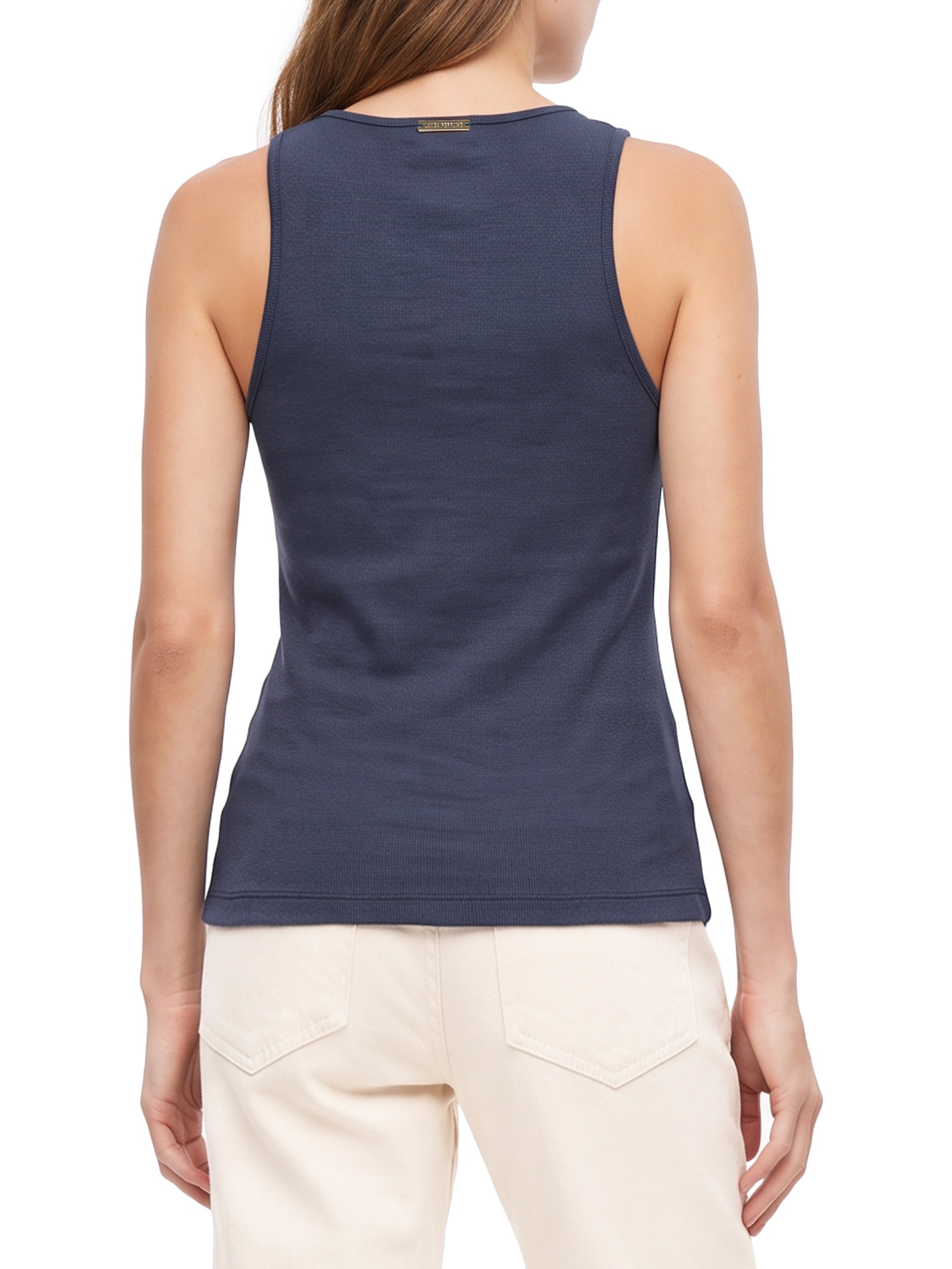 Blusa Feminina Canelada Com Metal Azul Lança Perfume