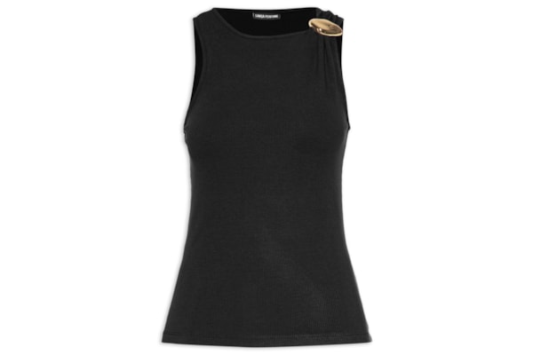 Blusa Feminina Canelada Com Metal - Preto