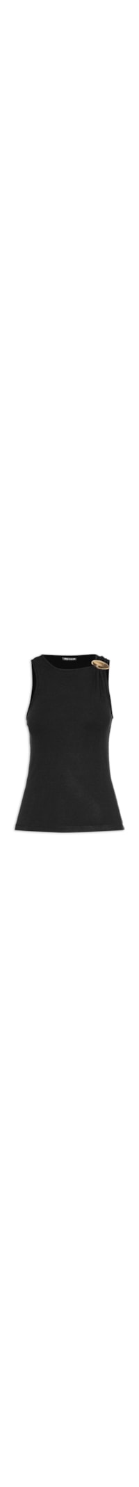 Blusa Feminina Canelada Com Metal - Preto
