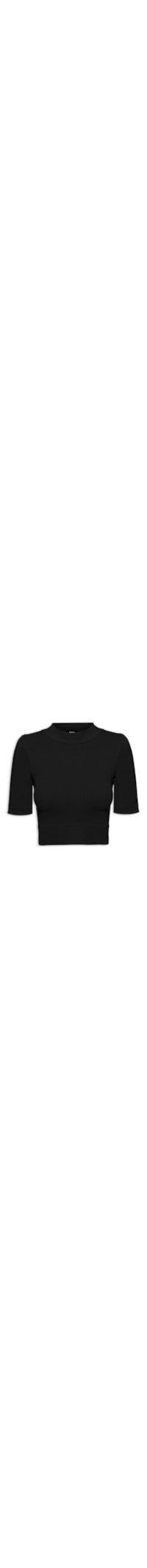 Blusa Feminina Canelada Cropped Gola Alta - Preto