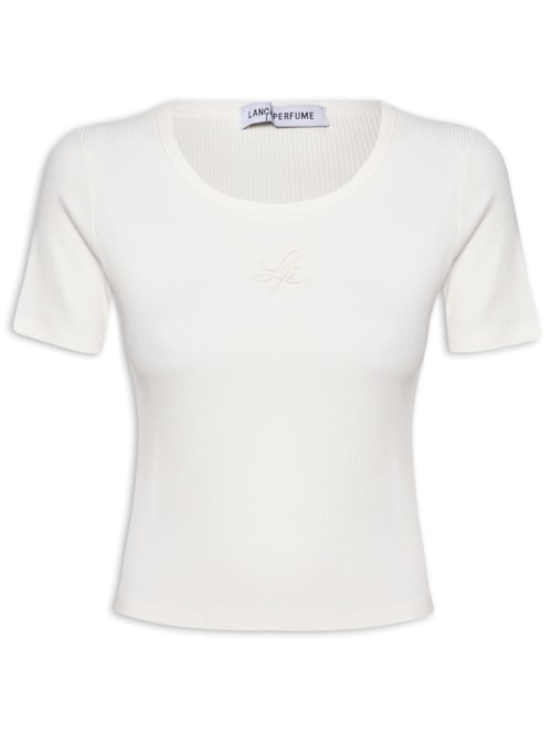 Blusa Feminina Canelada Curta Com Name - Branco