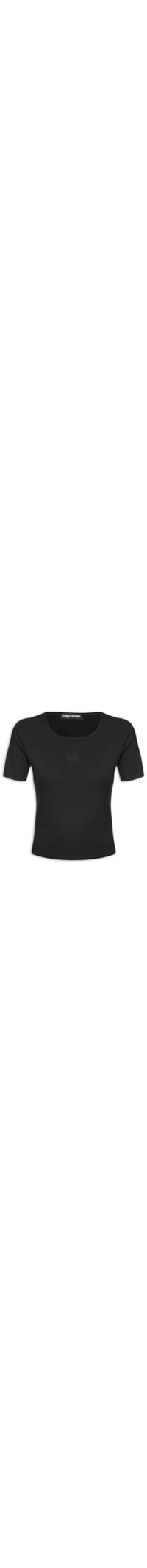 Blusa Feminina Canelada Curta Com Name - Preto