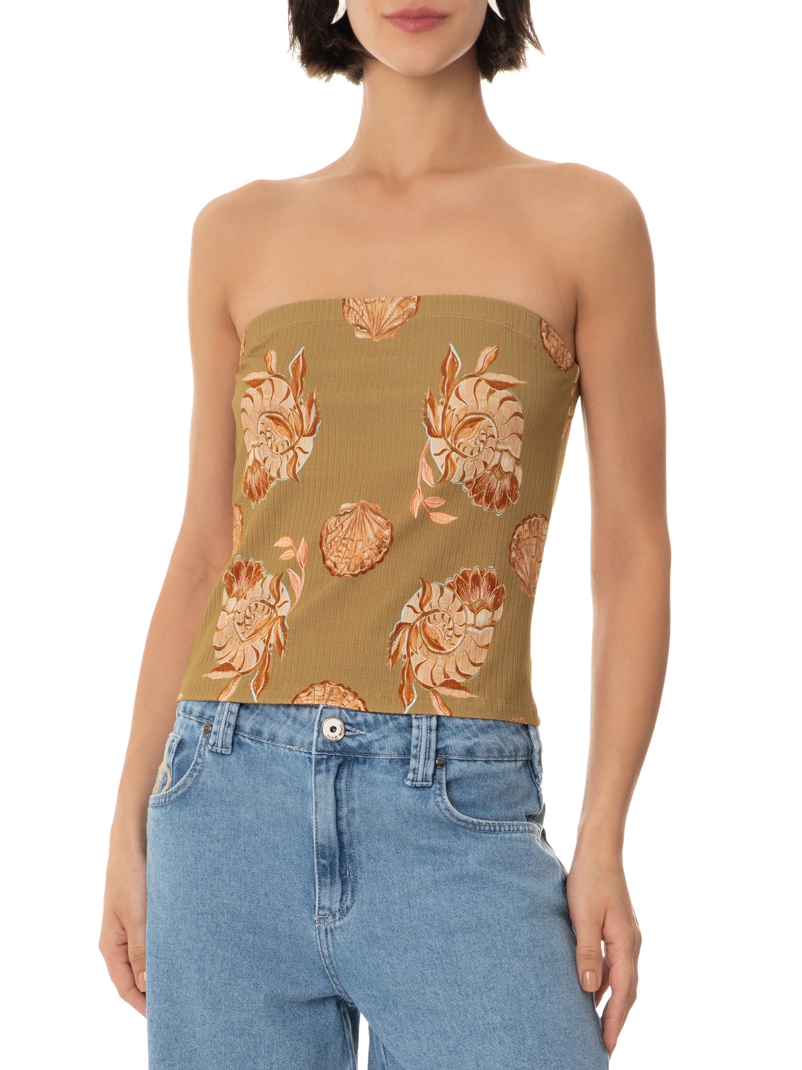 Blusa Feminina Canelada Estampada Marrom Colcci