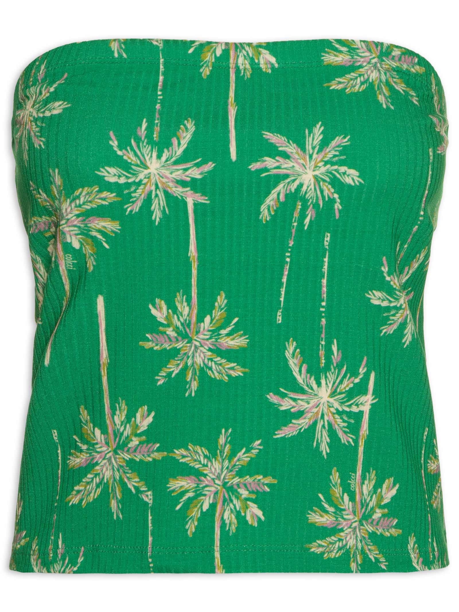 Blusa Feminina Canelada Estampada Verde  Colcci