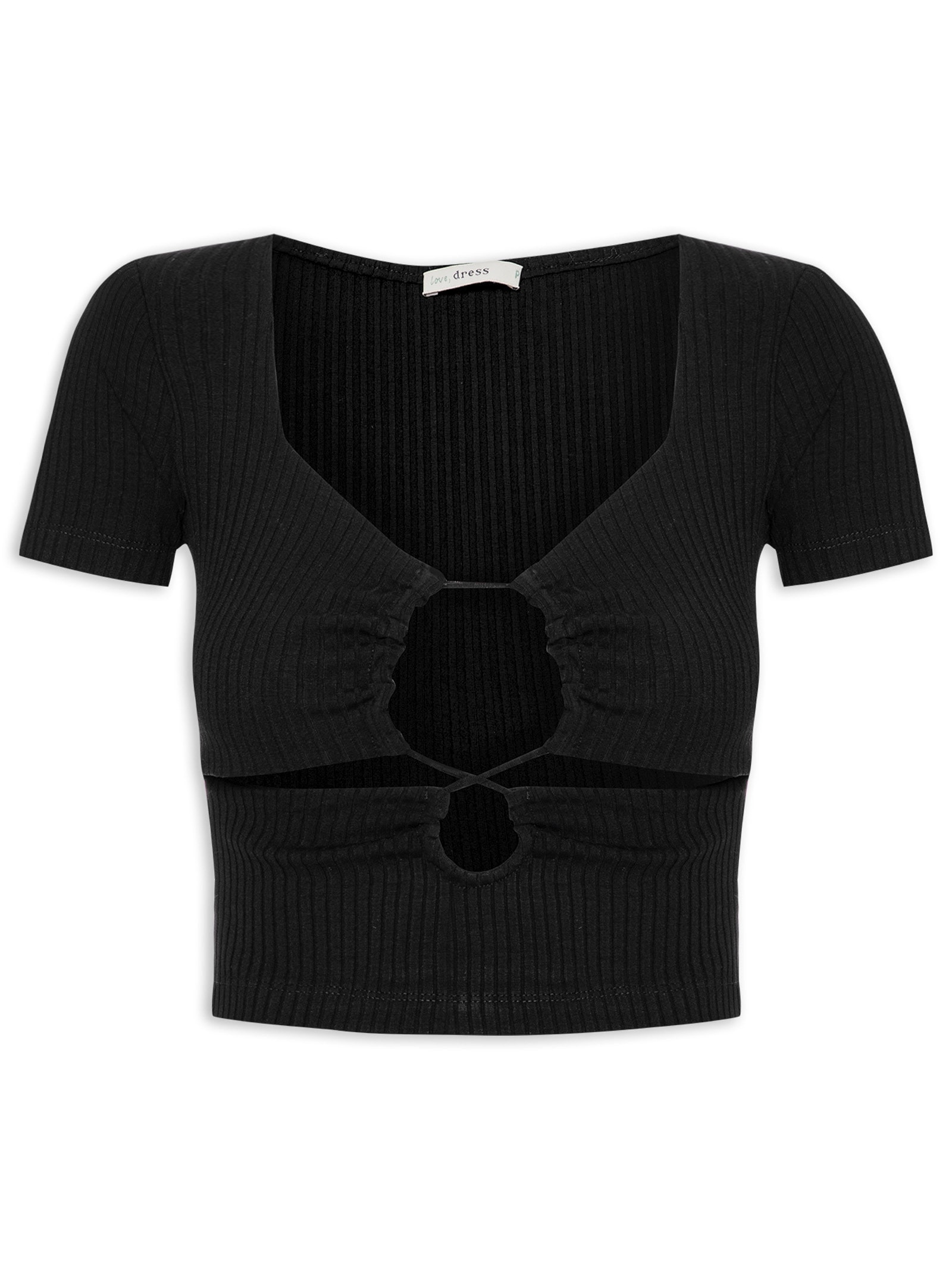 Blusa Feminina Canelada Frente Franzida Preto Dress To