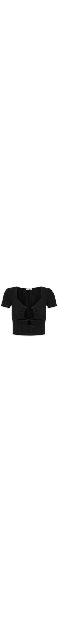 Blusa Feminina Canelada Frente Franzida - Preto