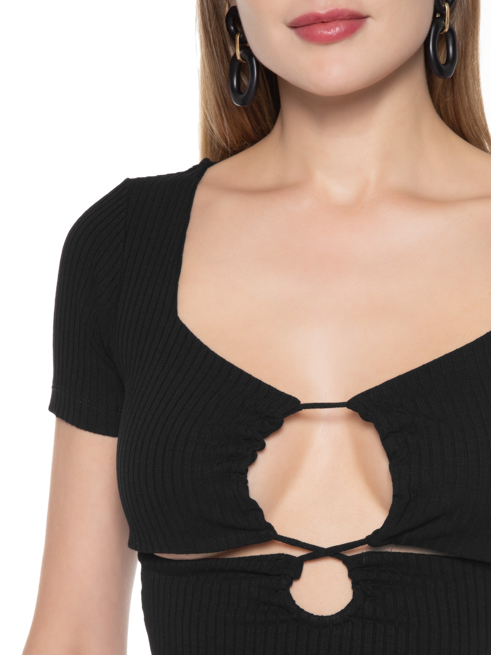 Blusa Feminina Canelada Frente Franzida Preto Dress To