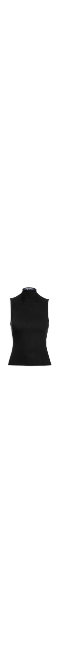 Blusa Feminina Canelada Gola Alta Sem Manga - Preto