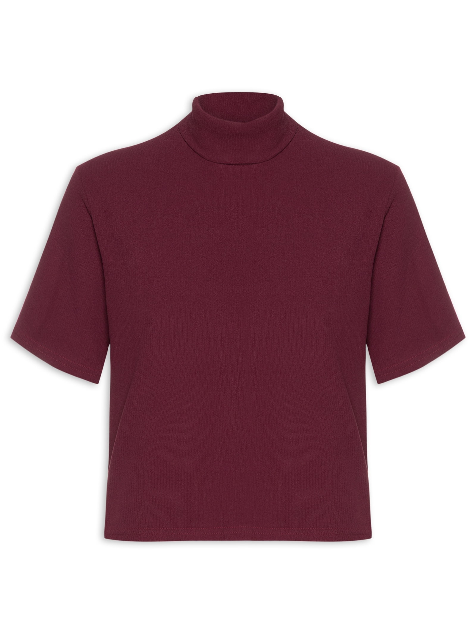 Blusa Feminina Canelada Gola Alta Vinho Basiq