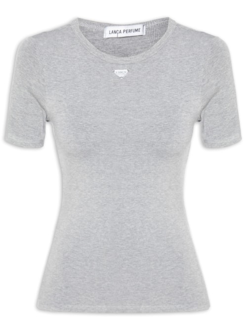 Blusa Feminina Canelada Manga Curta – Cinza