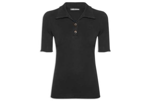 Blusa Feminina Canelada Manga Curta - Preto