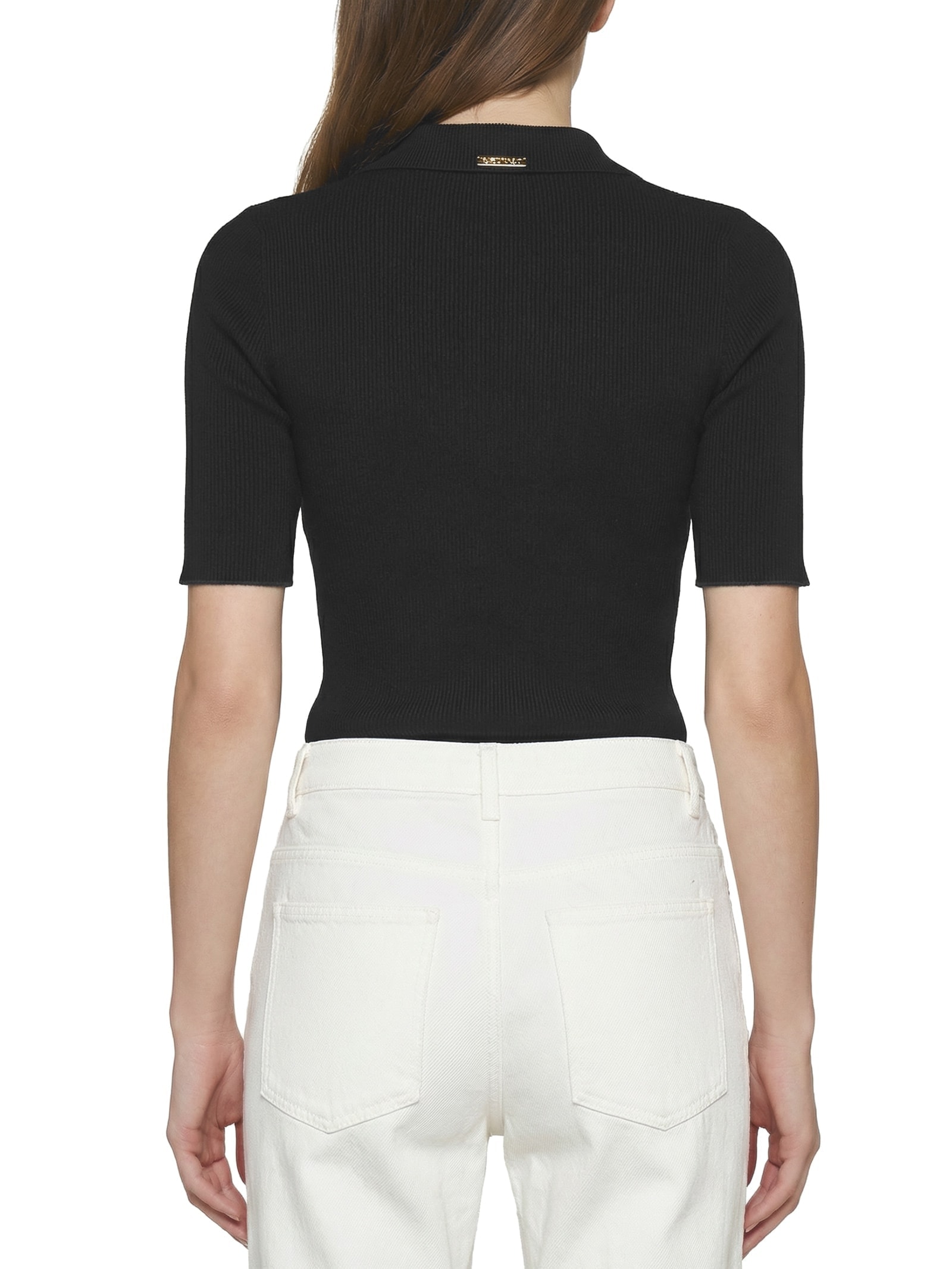 Blusa Feminina Canelada Manga Curta Preto Lança Perfume