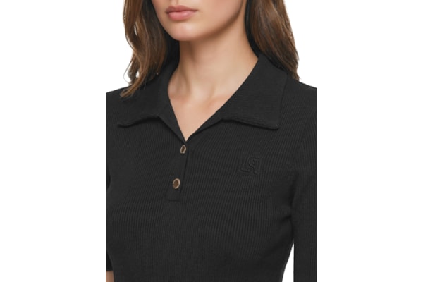 Blusa Feminina Canelada Manga Curta - Preto