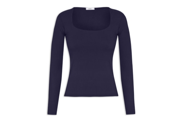 Blusa Feminina Canelada Manga Longa - Azul