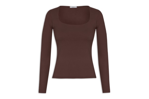 Blusa Feminina Canelada Manga Longa - Marrom