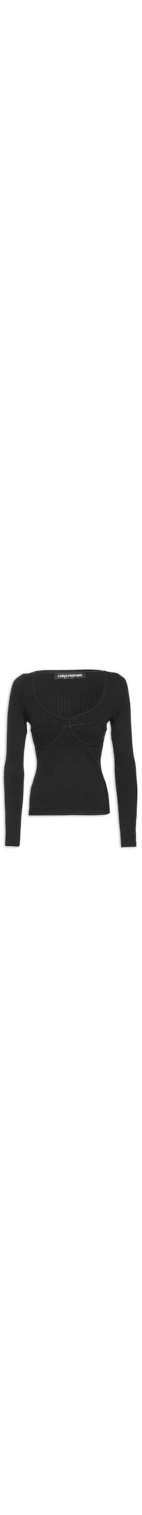 Blusa Feminina Canelada Manga Longa - Preto