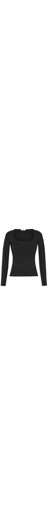 Blusa Feminina Canelada Manga Longa - Preto