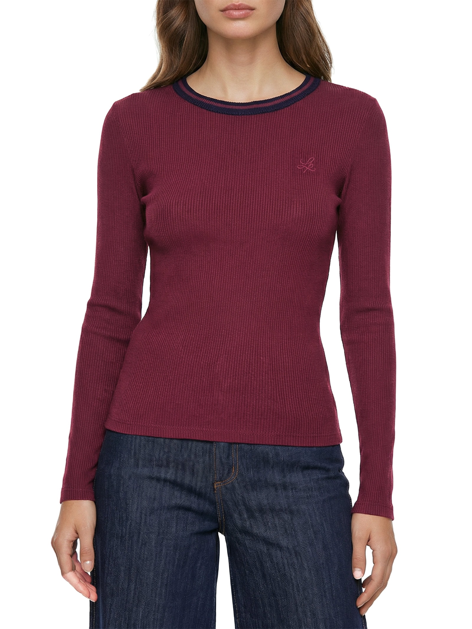 Blusa Feminina Canelada Manga Longa Vermelho Lança Perfume