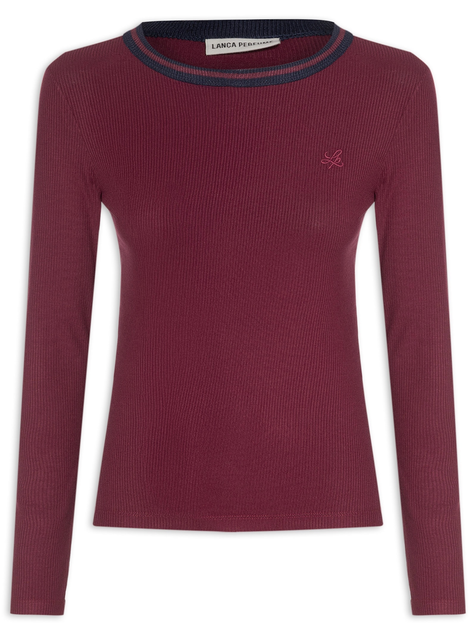 Blusa Feminina Canelada Manga Longa Vermelho Lança Perfume