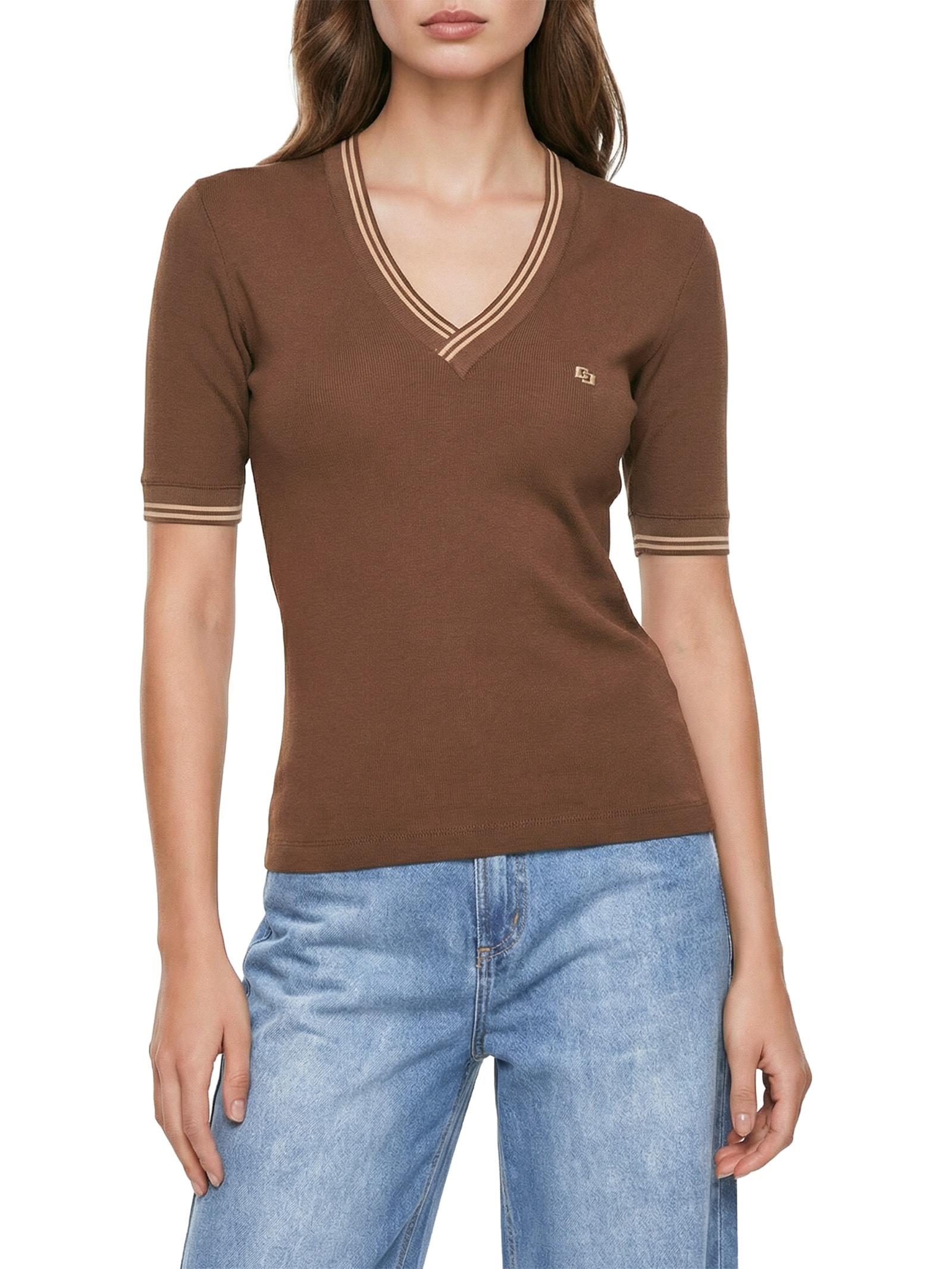 Blusa Feminina Canelada Marrom Colcci