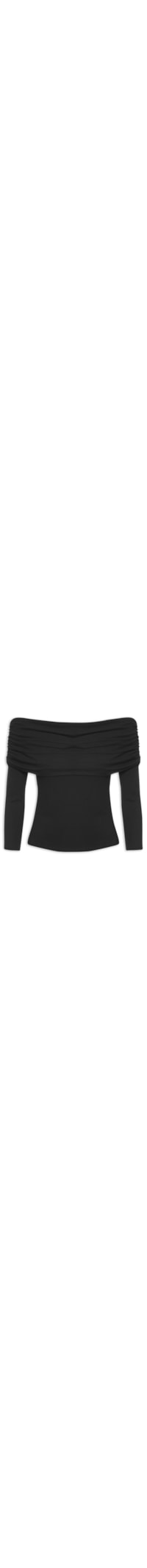 Blusa Feminina Canelada Ombro À Ombro Manga Longa - Preto