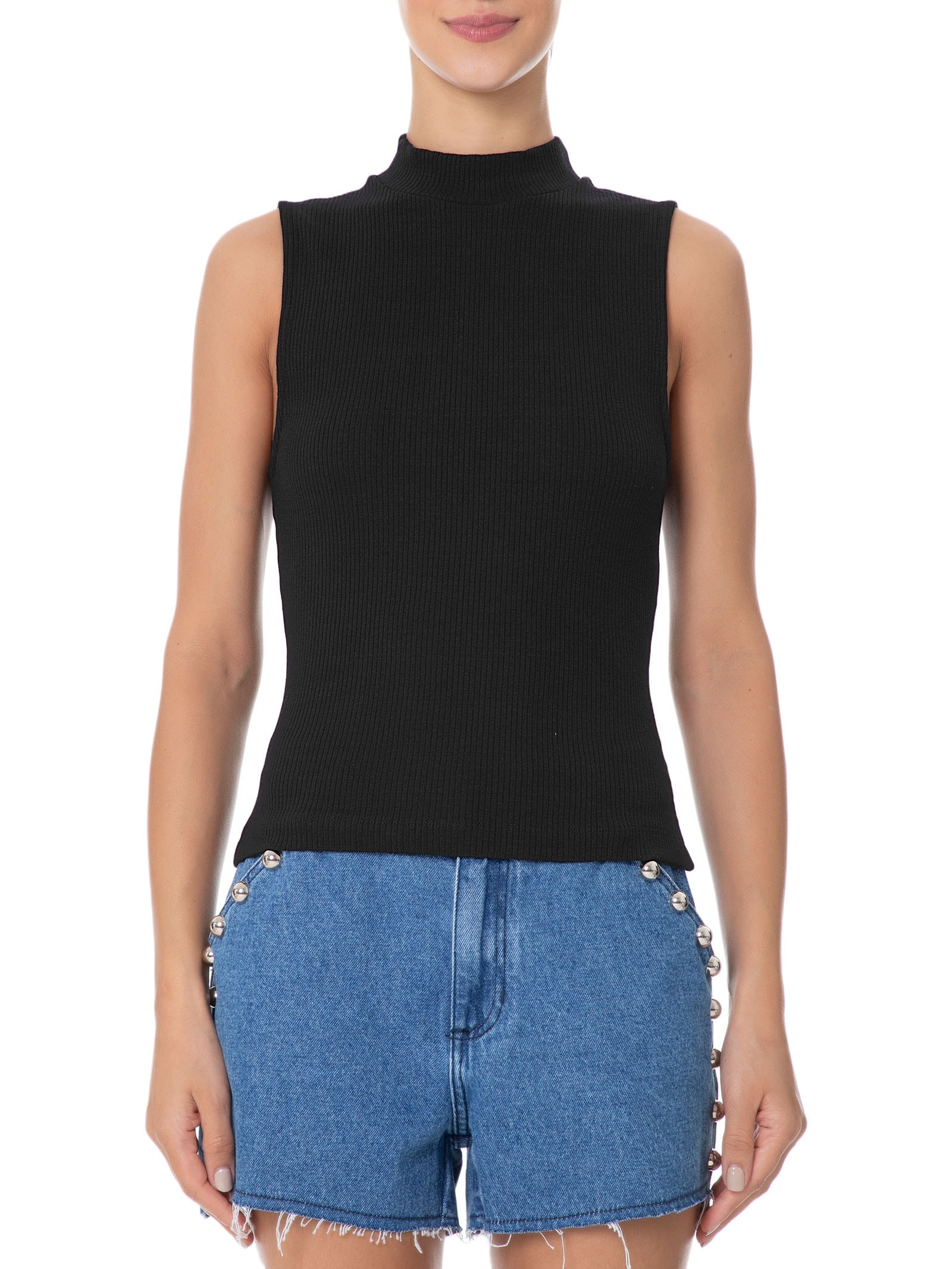 Blusa Feminina Canelada Preto Colcci