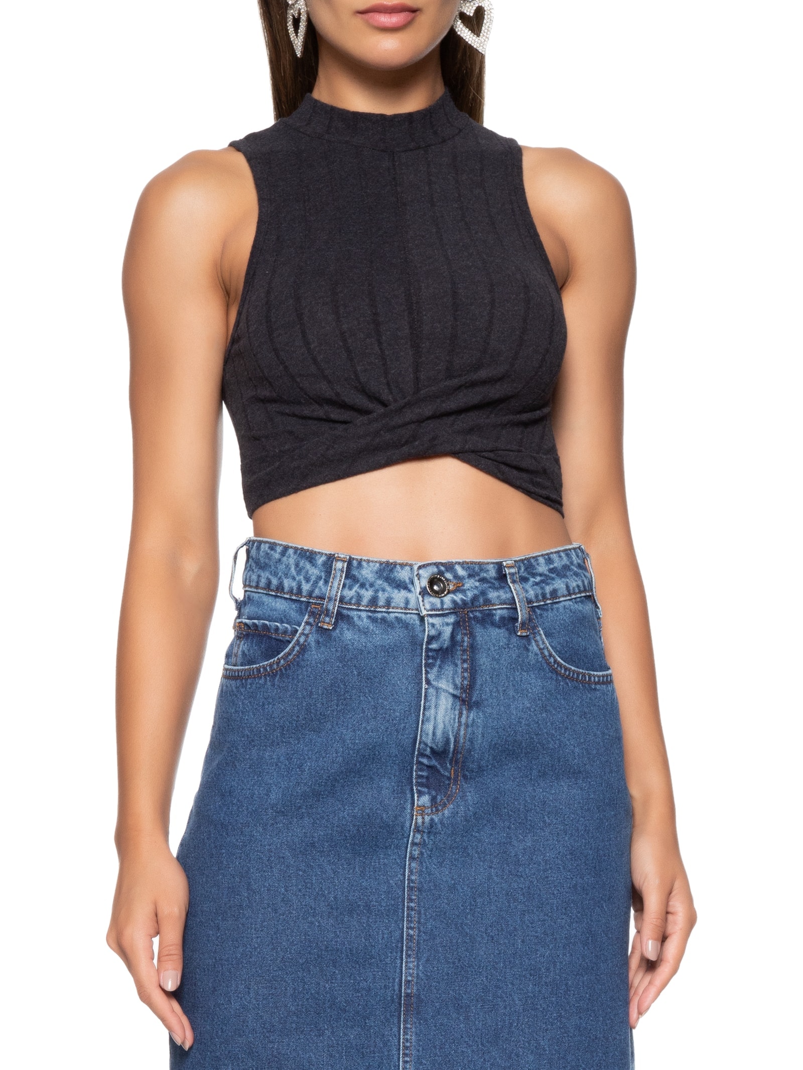 Blusa Feminina Canelada Preto Colcci