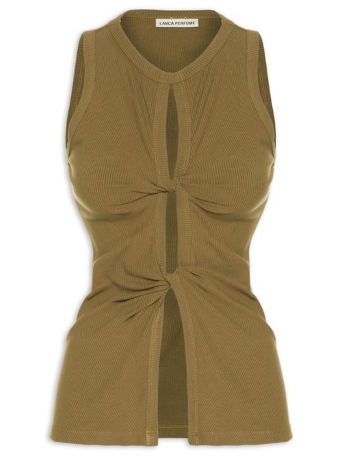 Blusa Feminina Canelada Sem Mangas – Marrom