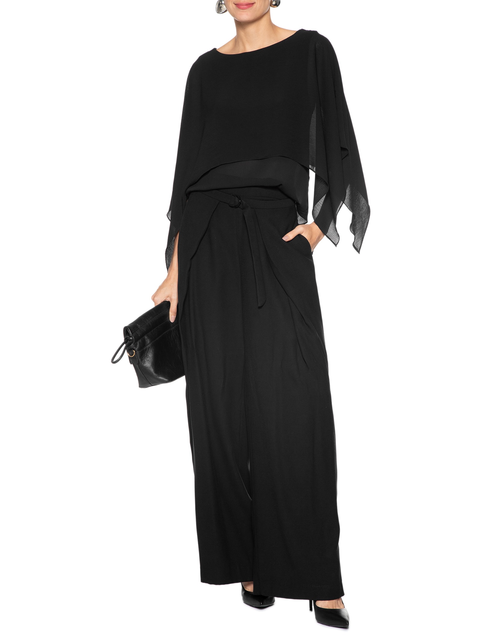 Blusa Feminina Capa Assimétrica Preto '2Essential