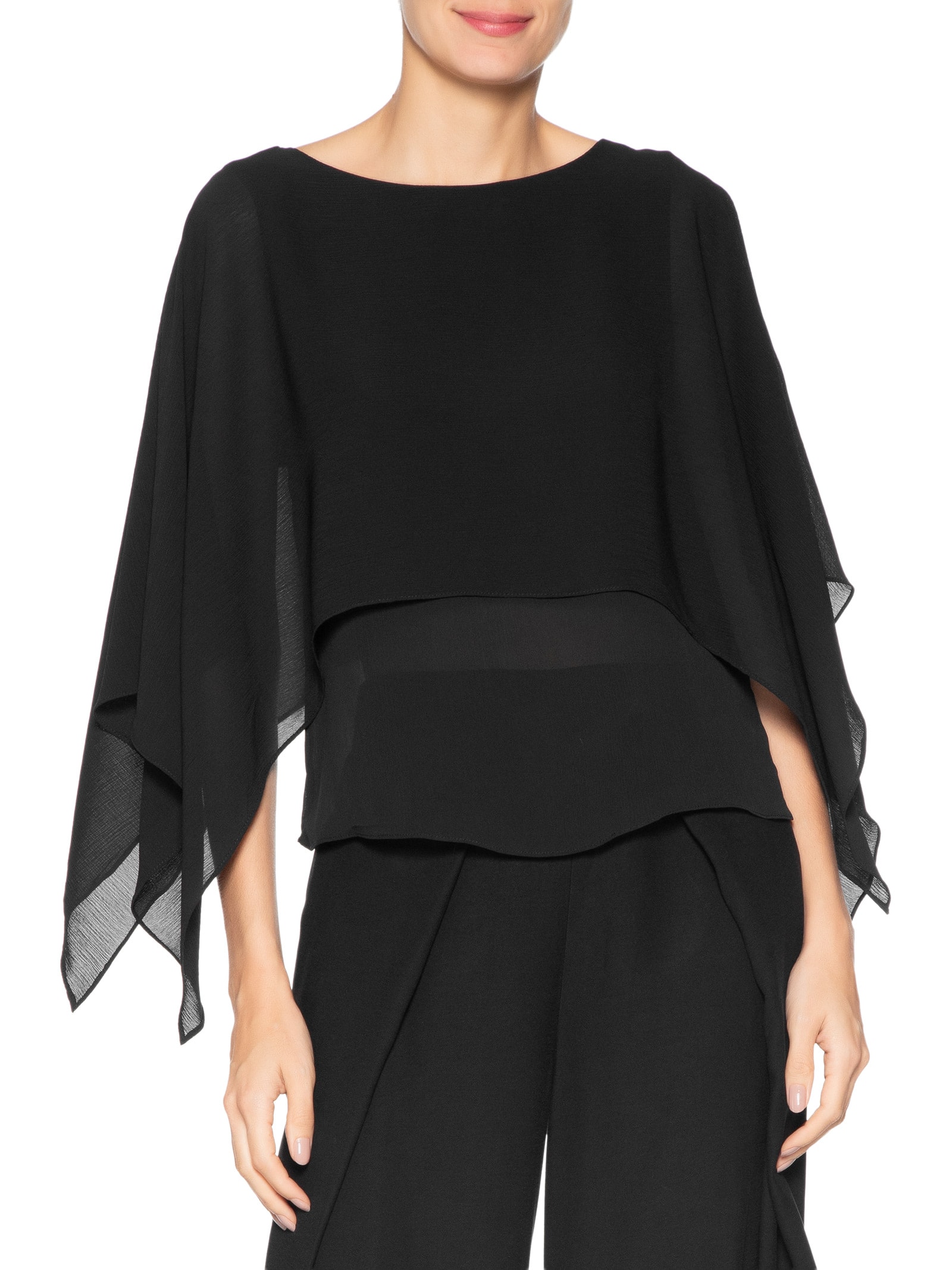 Blusa Feminina Capa Assimétrica Preto '2Essential