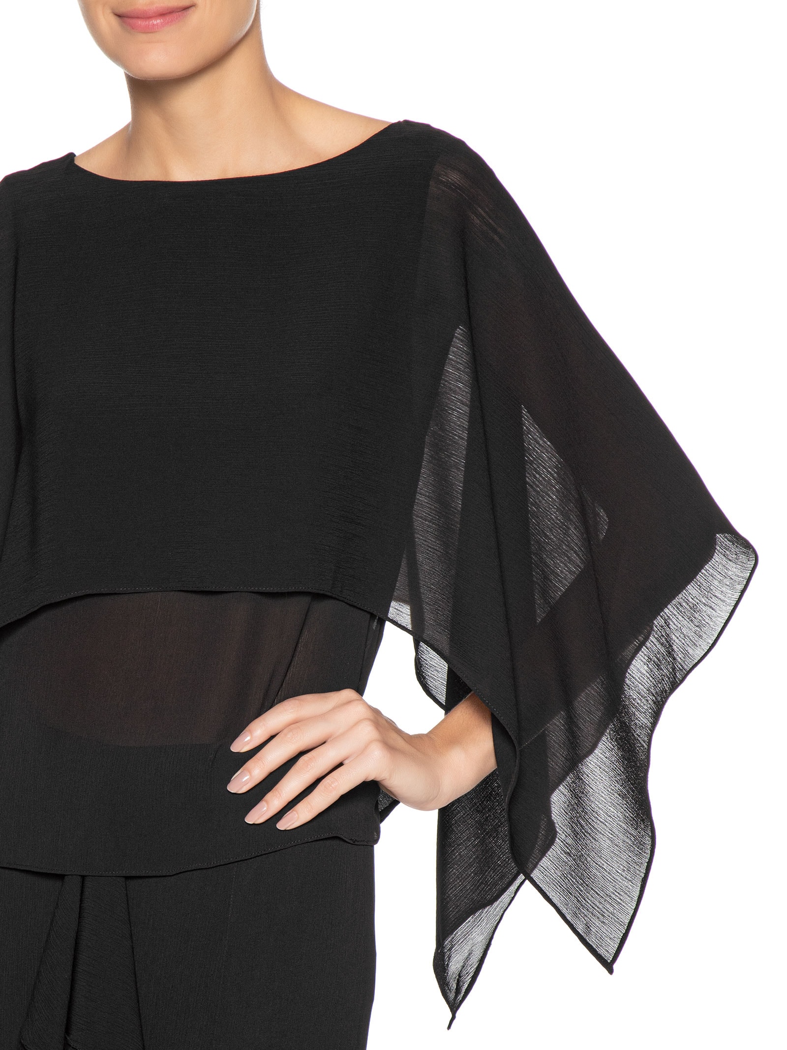 Blusa Feminina Capa Assimétrica Preto '2Essential