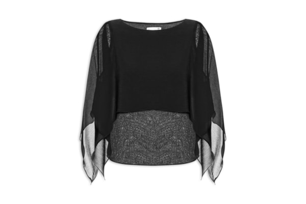 Blusa Feminina Capa Assimétrica - Preto