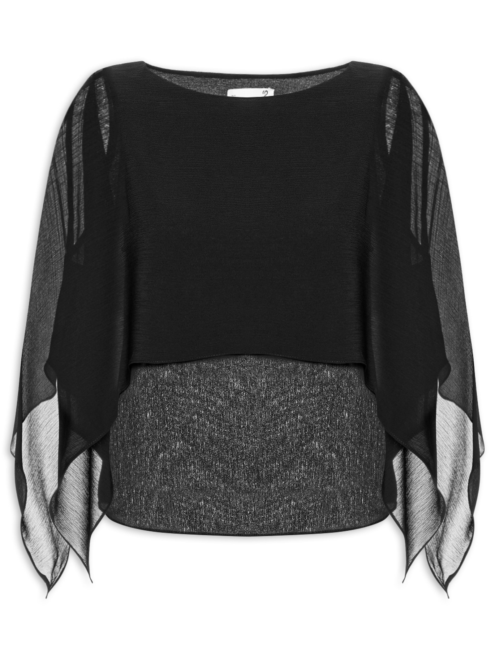 Blusa Feminina Capa Assimétrica Preto '2Essential