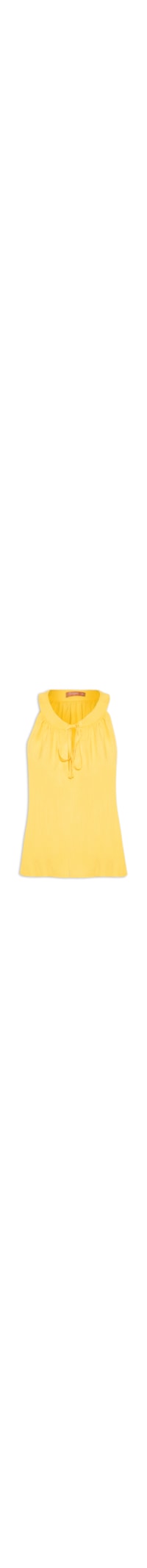 Blusa Feminina Cava Americana Decote Franzido - Amarelo