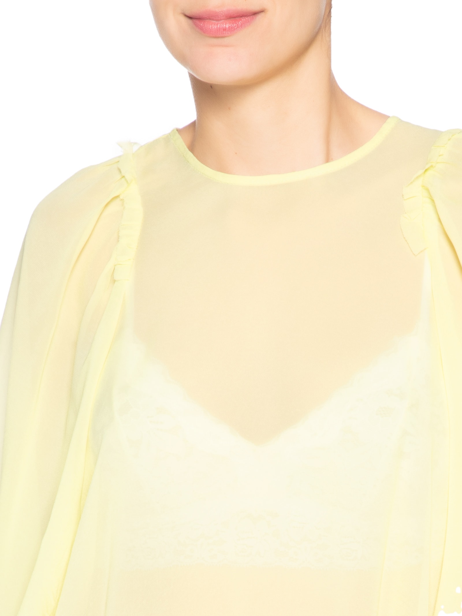 Blusa Feminina Cava Babado Chá Verde Animale