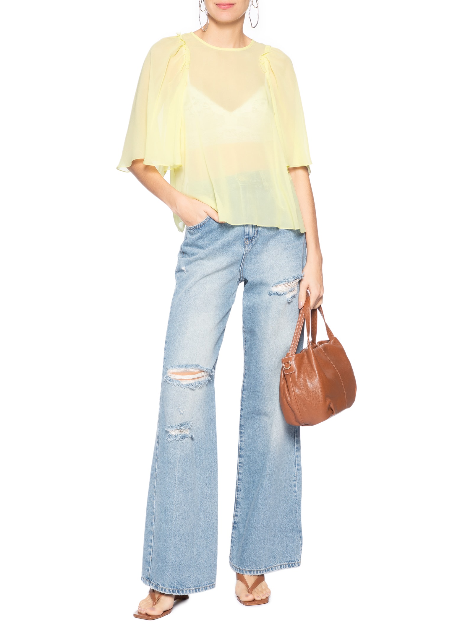 Blusa Feminina Cava Babado Chá – Verde Animale