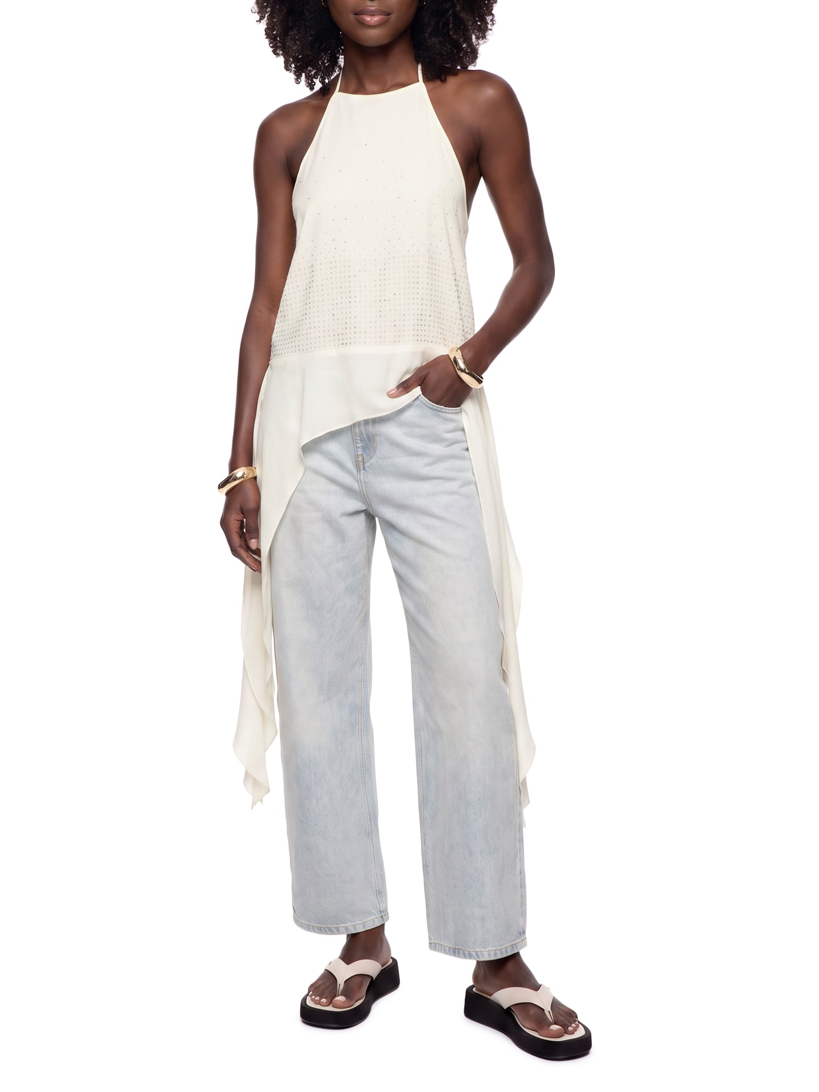 Blusa Feminina Cava Francesa Com Aplicação Off White My Favorite