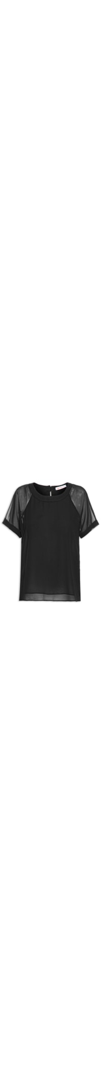 Blusa Feminina Chiffon Raglan Botões Costas - Preto