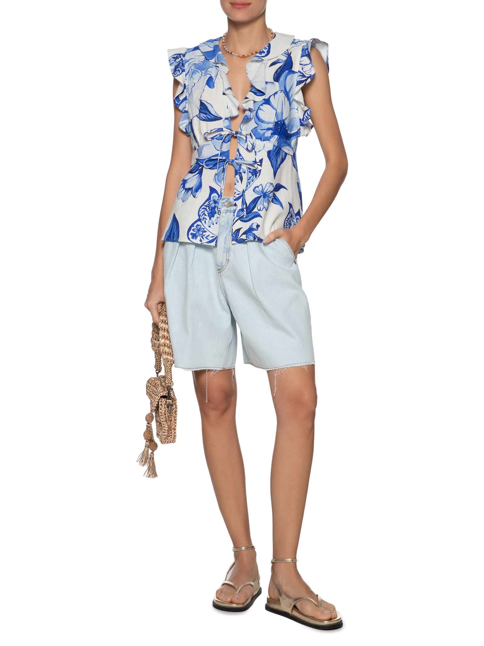 Blusa Feminina Chita Porcelana Azul Farm