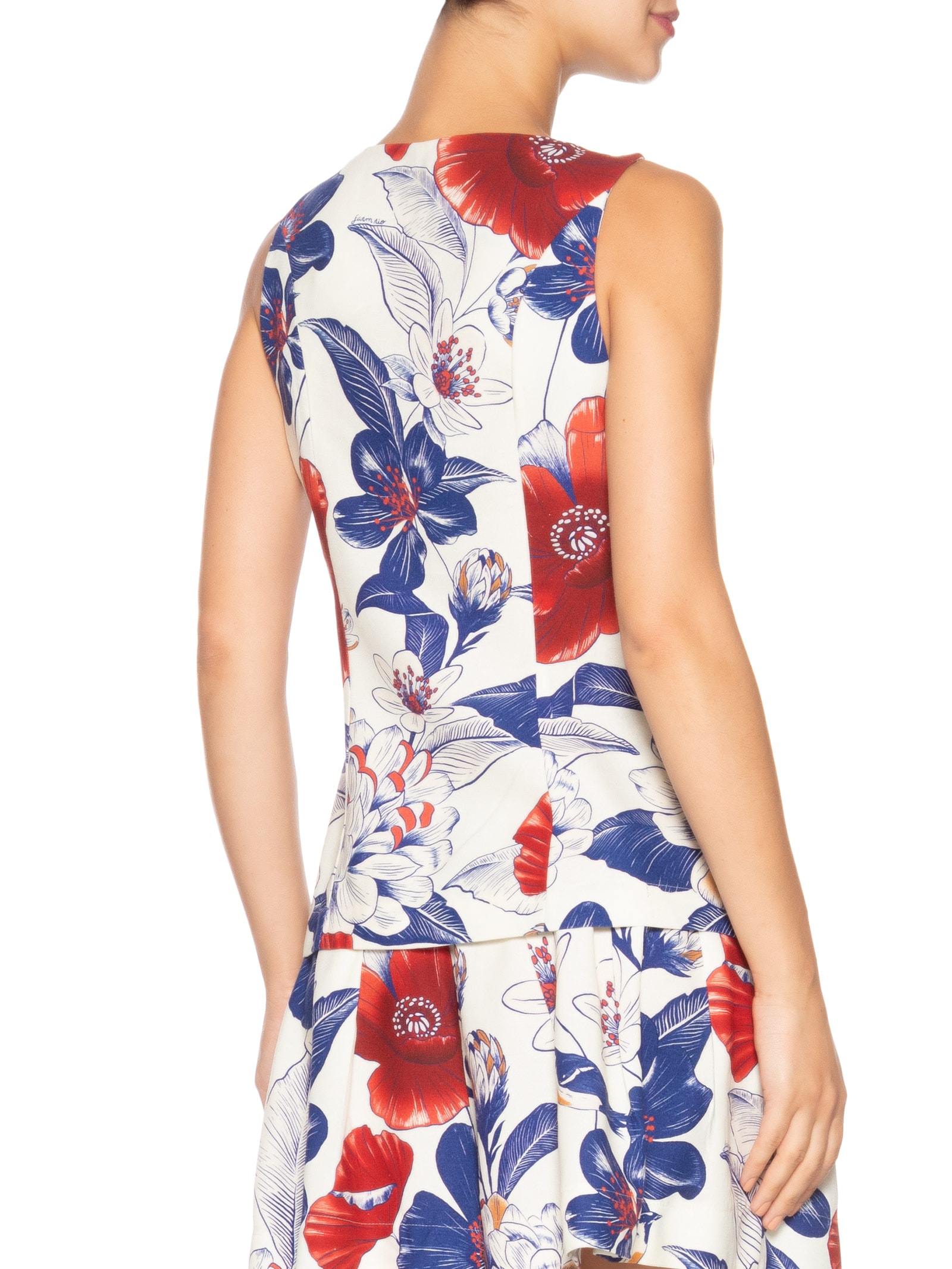 Blusa Feminina Colete Floral Vera Branco Farm