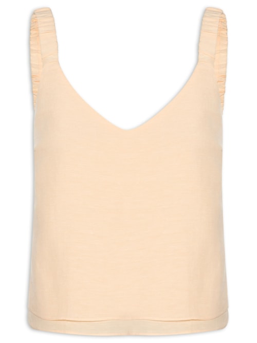 Blusa Feminina Com Alça Franzida - Amarelo