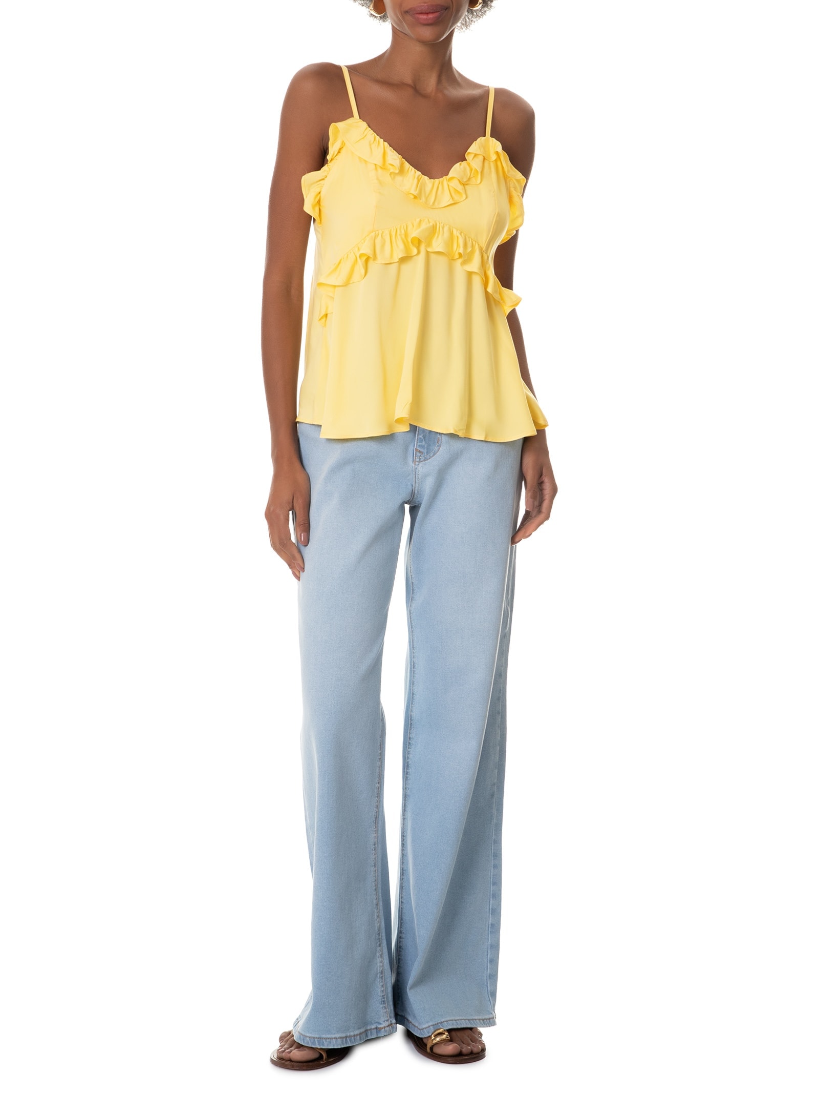 Blusa Feminina Com Alças Amarelo Lez A Lez