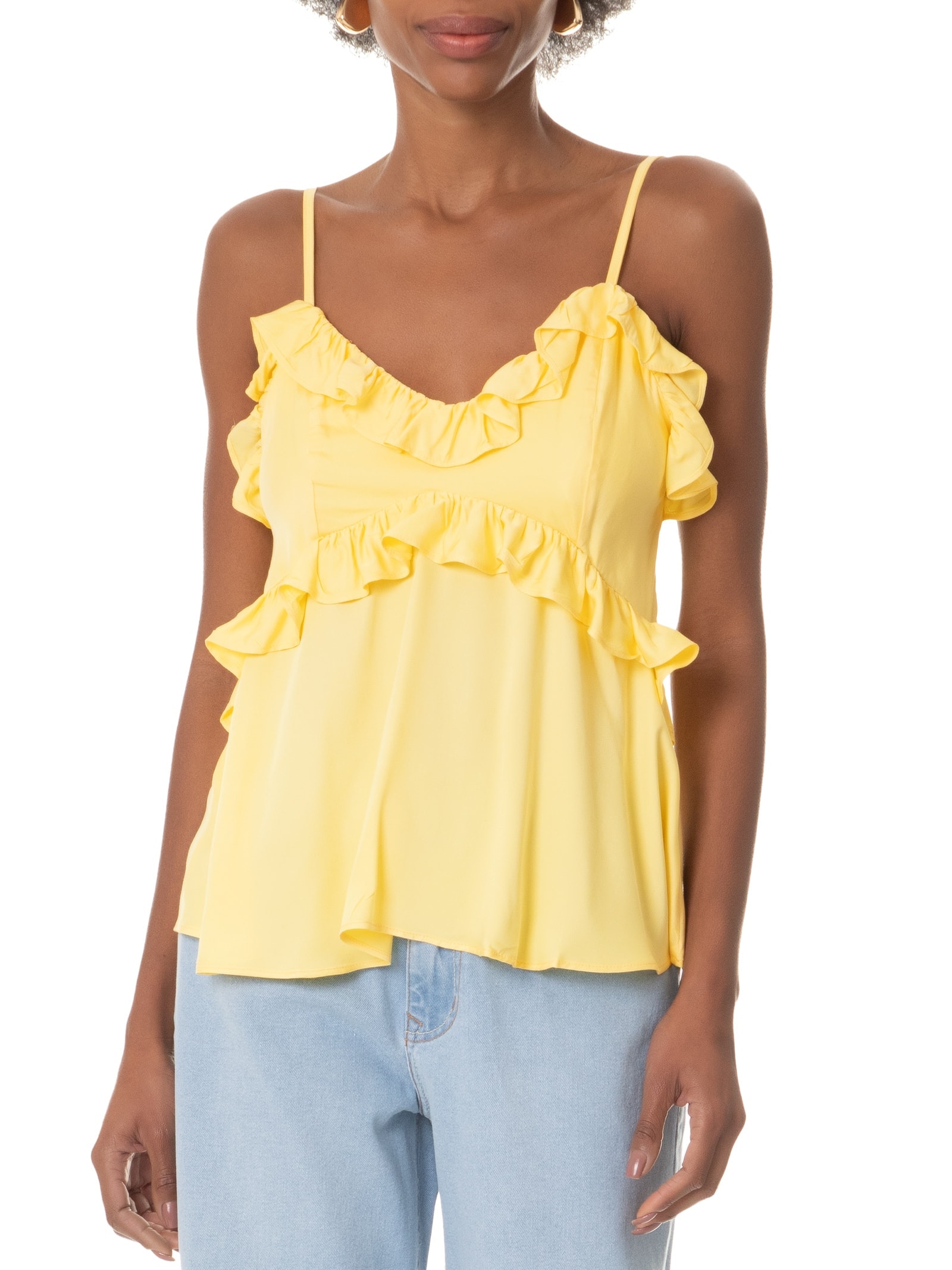 Blusa Feminina Com Alças Amarelo Lez A Lez