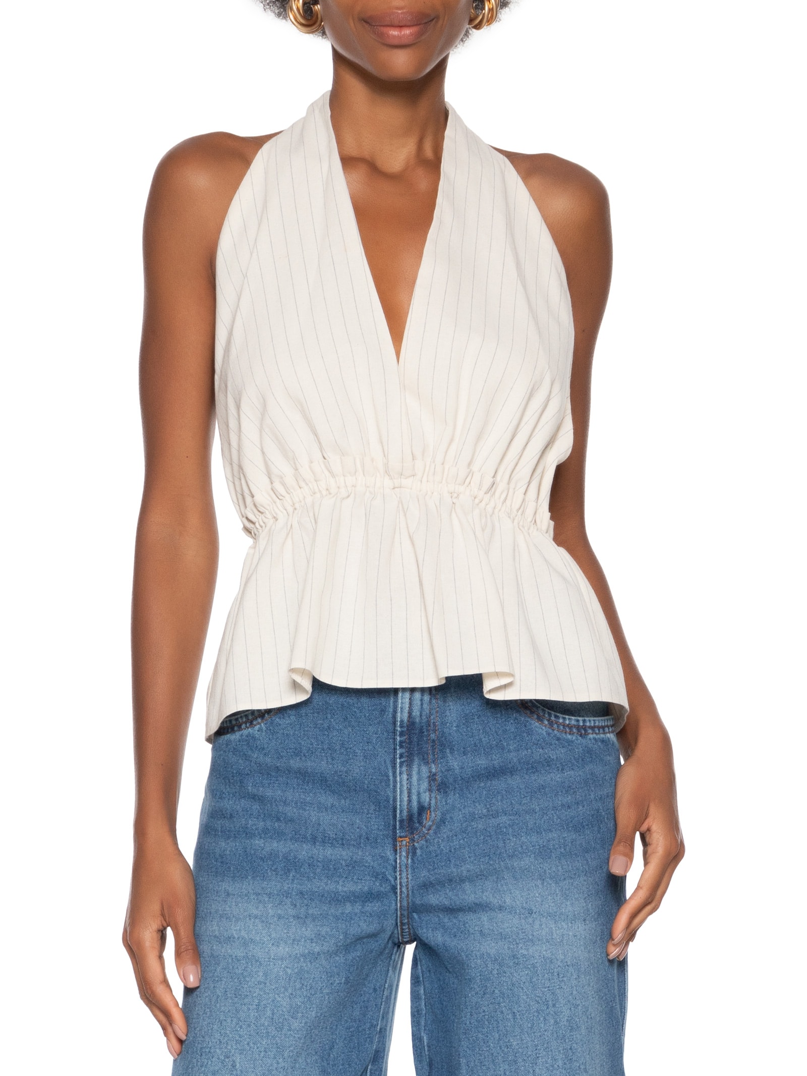 Blusa Feminina Com Amarração Bege My Favorite