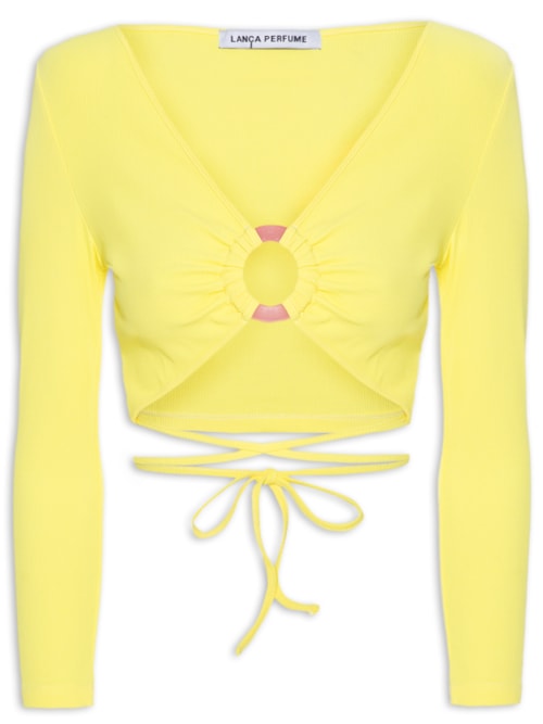 Blusa Feminina Com Amarração Cropped – Amarelo