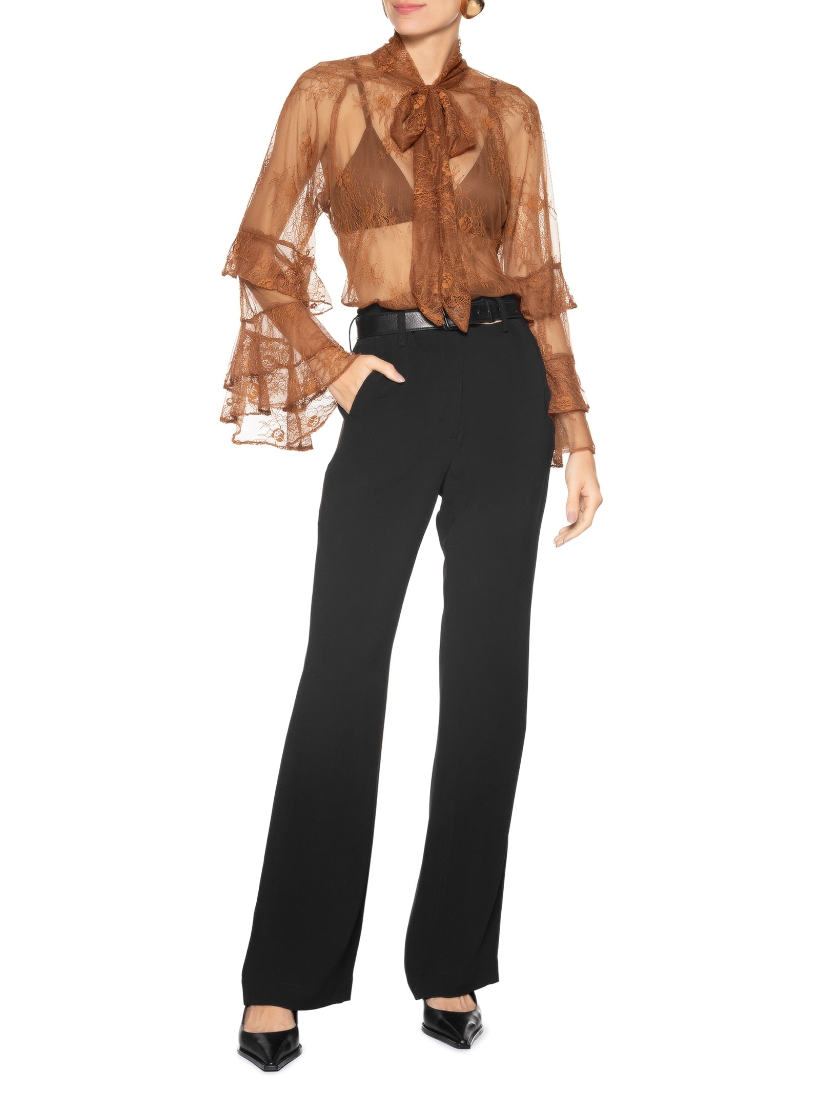 Blusa Feminina Com Amarração No Pescoço Marrom '2Essential