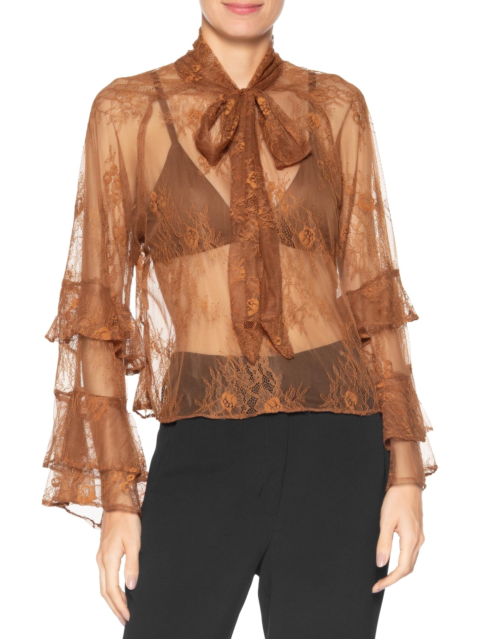 Blusa Feminina Com Amarração No Pescoço Marrom '2Essential