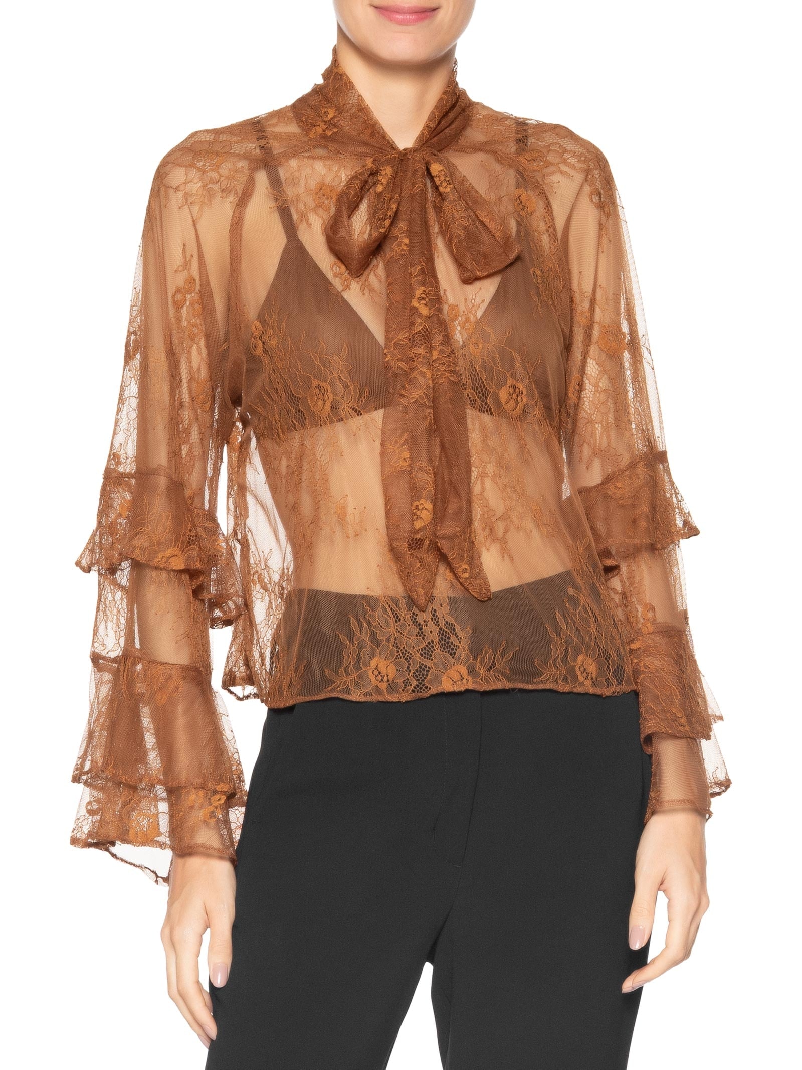 Blusa Feminina Com Amarração No Pescoço Marrom '2Essential